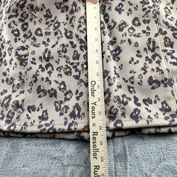 Maurices Skirt Women’s 12 Tan Leopard Print Button Down A-Line Animal Faux Suede - Picture 7 of 8